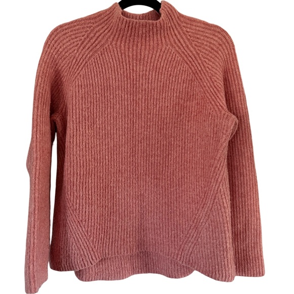 Madewell Ribbed Mock Neck Wool Blend Sweater – Size L – Dusty Pink - Picture 3 of 6